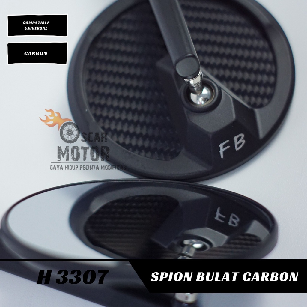 KACA SPION MOTOR CARBON FULL CNC ALUMINIUM MODEL BULAT UNIVERSAL   By Mega_Racing