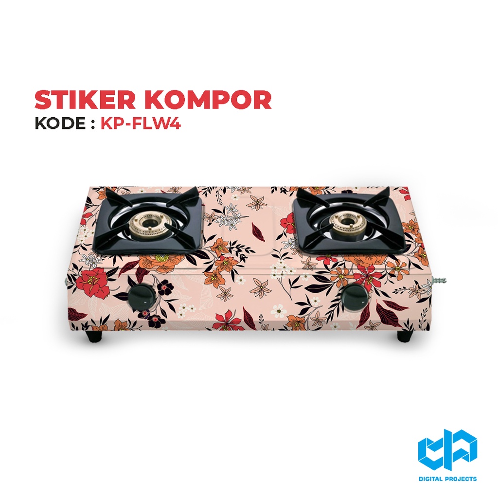Hiasan Dapur Stiker Kompor Motif  Pattern Set Bunga 2 Tungku   - FLW