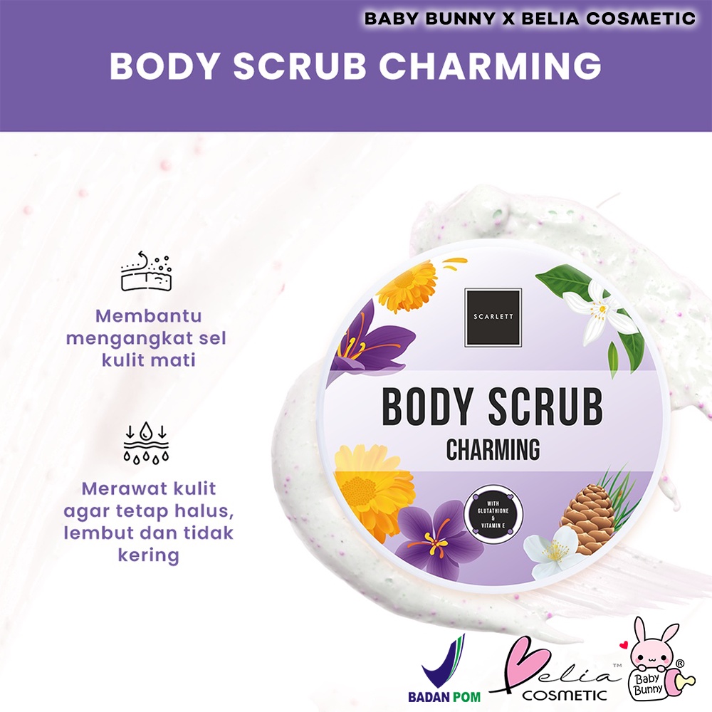 ❤ BELIA ❤ SCARLETT Whitening Body Scrub 250ml | Peeling Scrub | Perontok Daki | BPOM