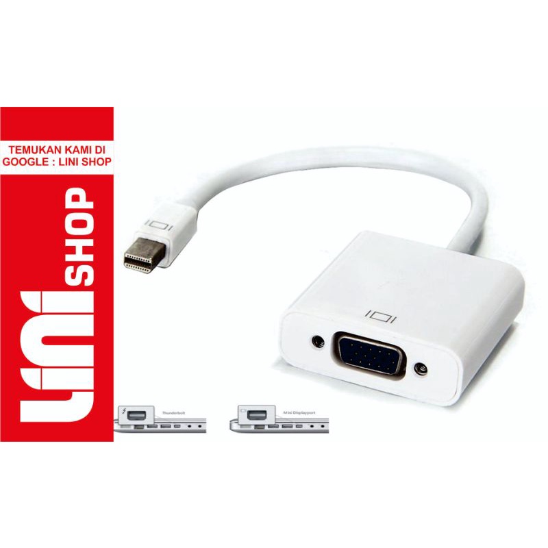 Converter Mini Display Port Macbook Laptop To VGA Proyektor Monitor