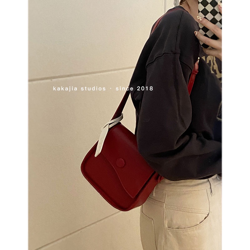 Suhao Niche Tas Ketiak Wanita 2021 Baru Fashion Trendi Tas Persegi Kecil All-Match In Messenger Tas Tahun Baru Tas Merah