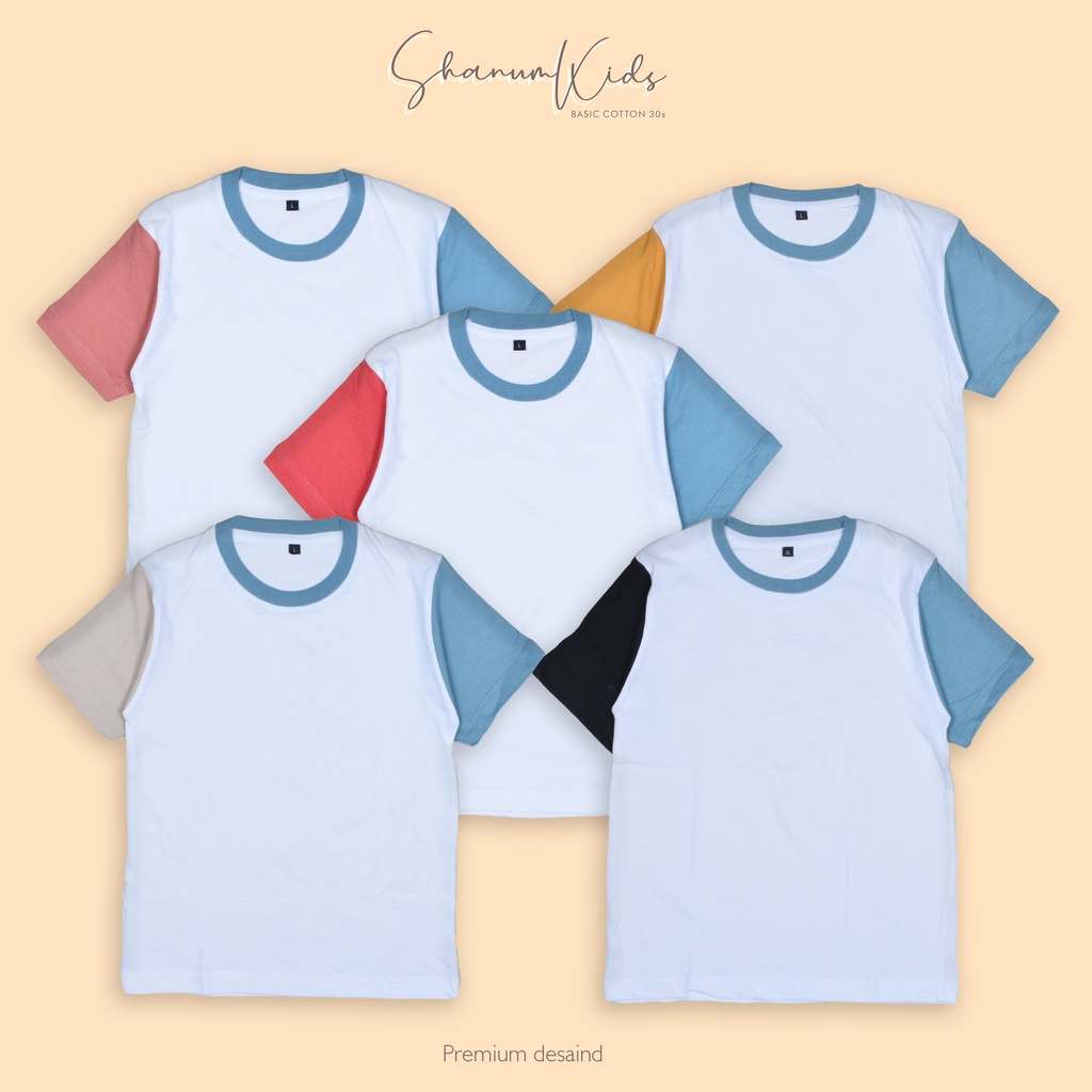 Kaos polos anak unisek premium shanum kids(1-12 Tahun)//tshirt Anak//atasan anak laki