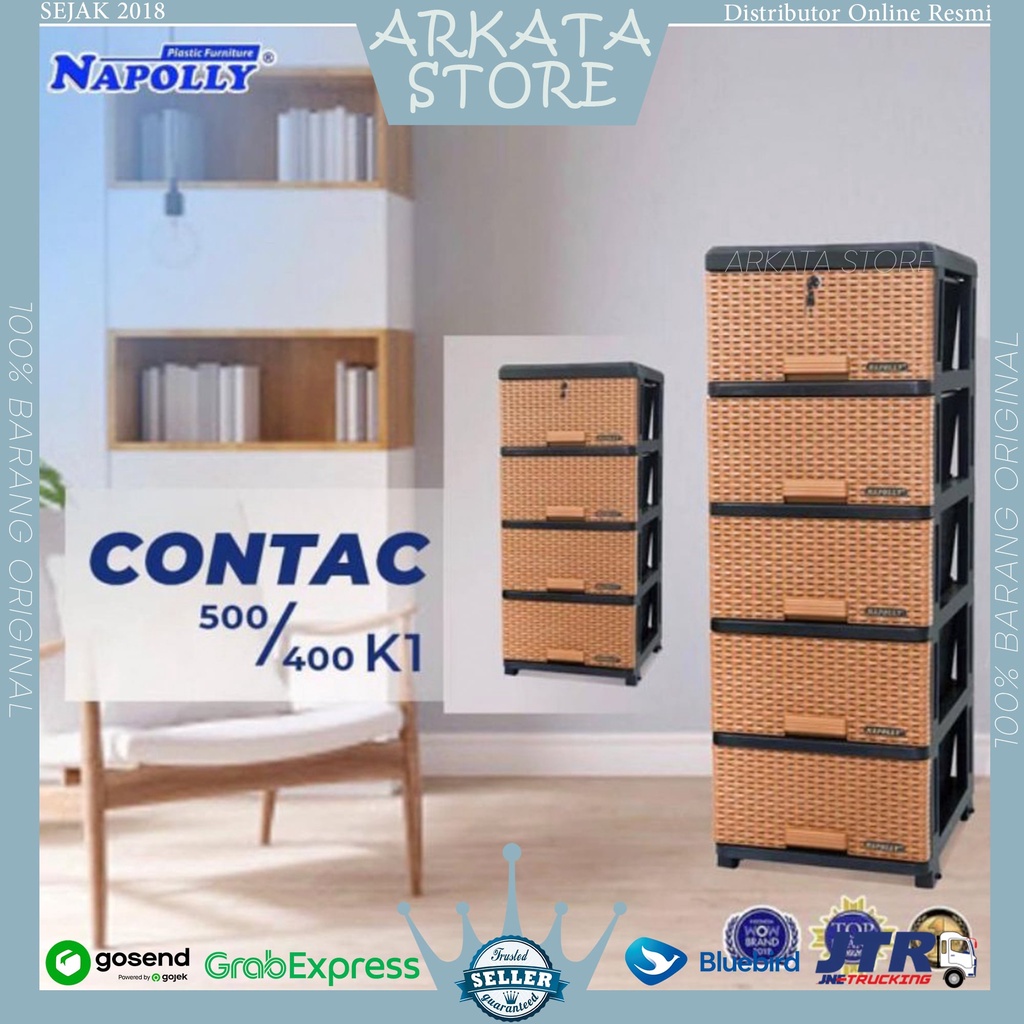 Contac 400 K1 / Contac 500 K1 - Rak Laci Napolly 4 susun 5 susun (Kunci + Roda)