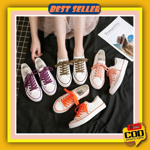 Sepatu Srs Wanita Harian Casual Ys 13 Sneakers Tali Bahan Jeans. Import Sapatu Sneaker Kets Cats Per