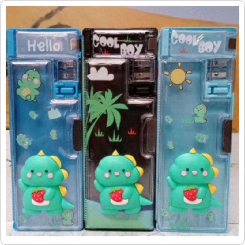 

Tempat pensil magnet dinosaurus squishy 3D / Tempat pensil dino 3D squishy ada rautan tempat penghapus