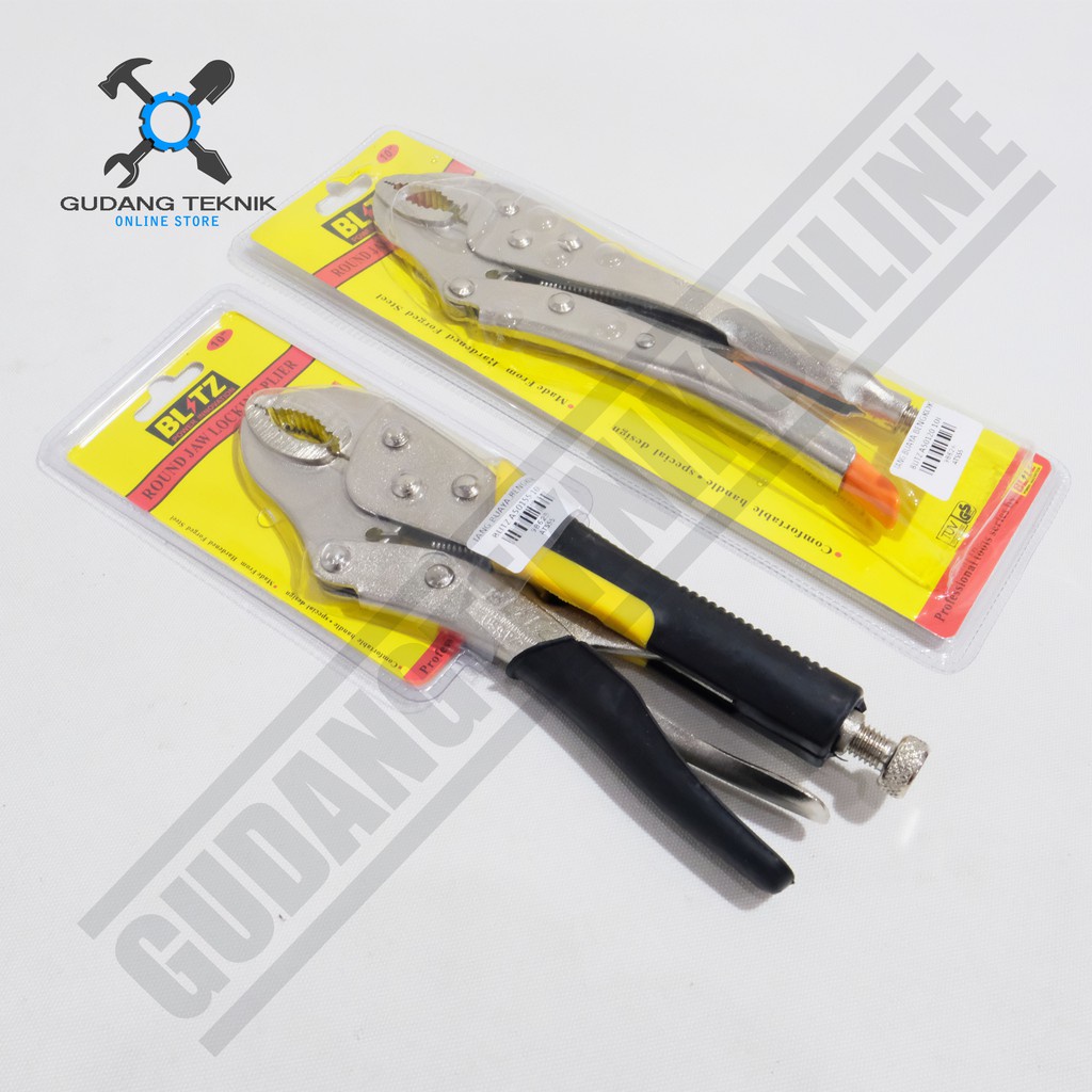 Tang Buaya Tangan Gagang Karet 10&quot; BLITZ / Round Jaw Locking Plier Tang Jepit 10 Inch BLITZ