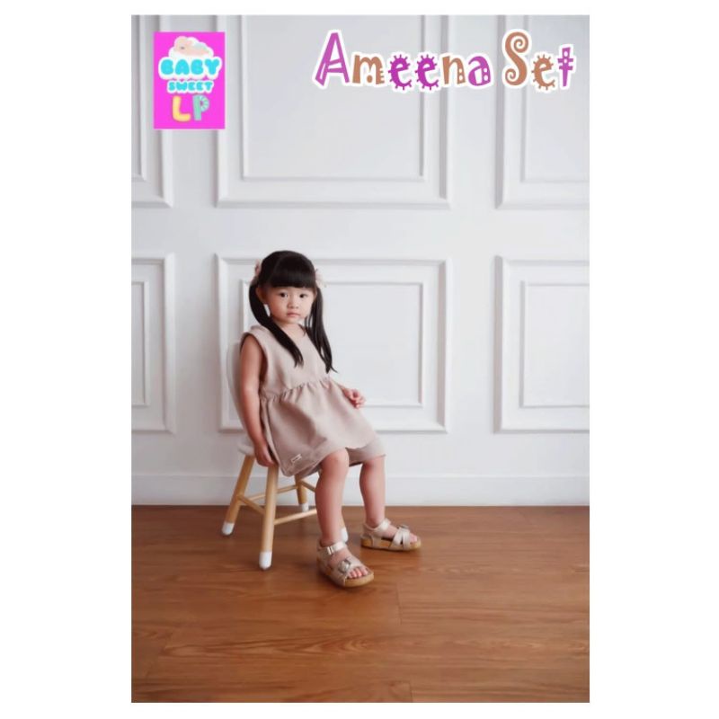Setelan Harian Anak Perempuan Model Tunik Kutung Usia 6-6 Tahun - Ameena Set