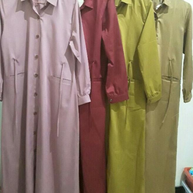 gamis model terbaru/gamis busui/gamis polos bahan katun toyobo - kuning mustard, S