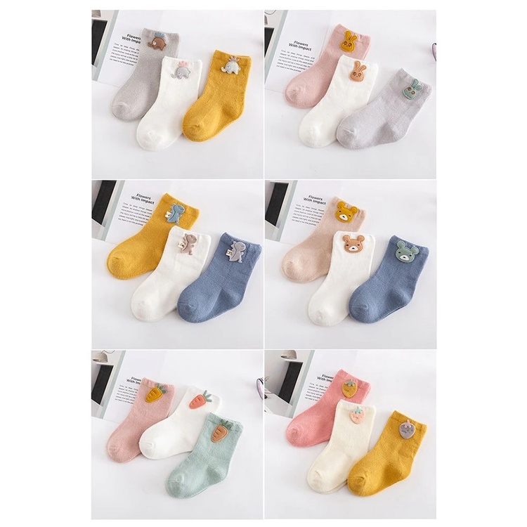 COD - Kaos kaki Anak lucu kaos kaki premium / kaos kaki lucu 1 SET 3 PASANG usia 0-24 bulan kaos kaki ala korea