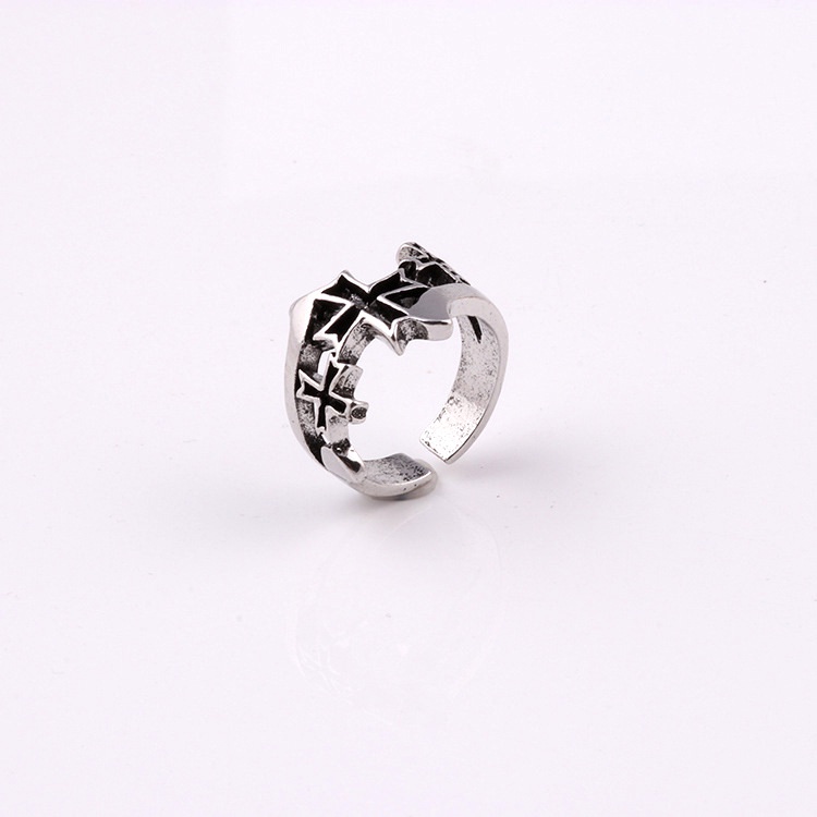 Cincin Desain Salib Gaya retro hip-hop punk Eropa Amerika Untuk Pria