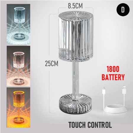 Lampu Tidur Kristal / Diamond Table Lamp Crystal Touch Control Remote Control