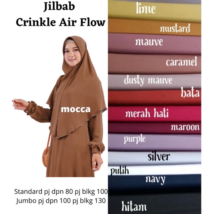 Jilbab syari crinkle airflow semi pengiun panjang