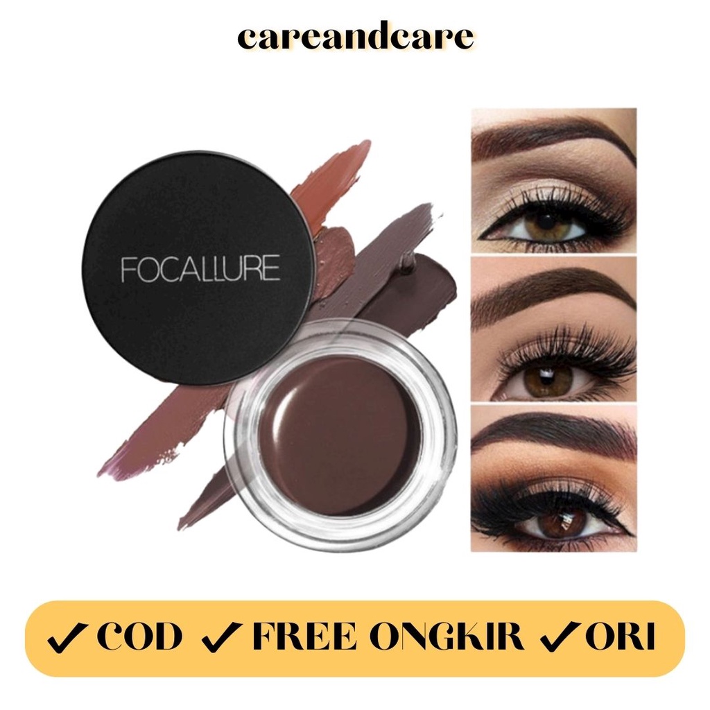 READY FOCALLURE Waterproof Eyebrow Cream Eyebrow Gel Eyeliner Pensil Alis Sikat Alis Tahan Air