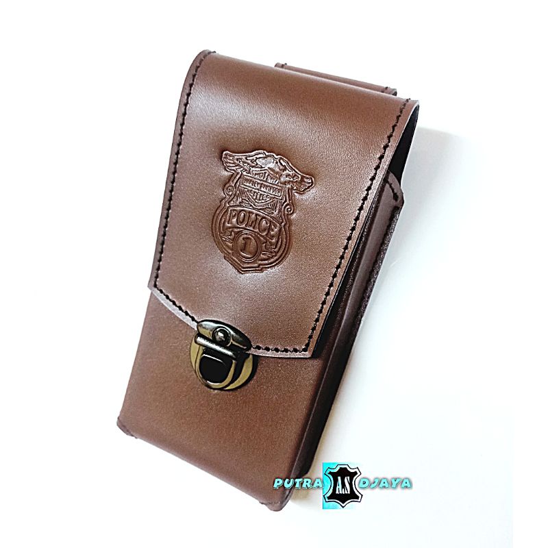 Sarung hp pinggang kulit asli harley POLICE
