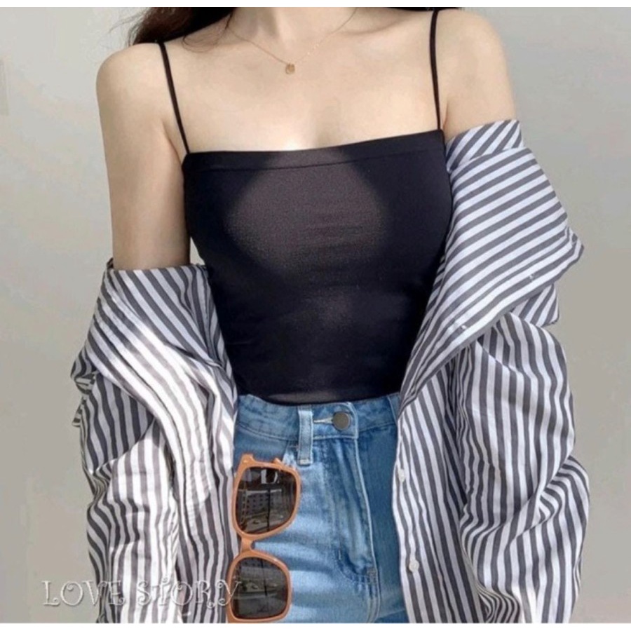 Tanktop BRA Wanita Polos Panjang Elastis Travel