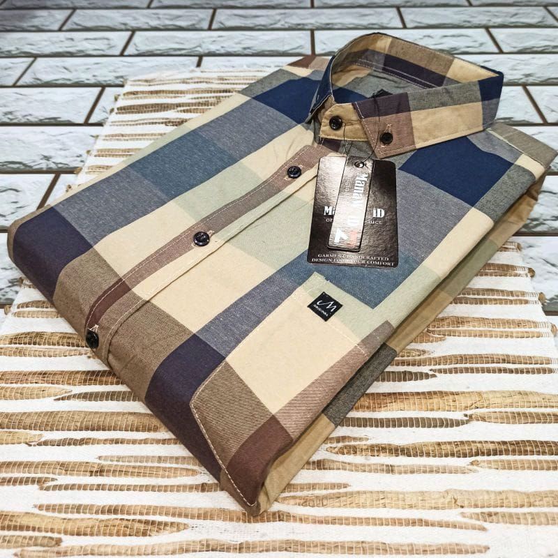 Kemeja Pria Katun Kotak-Kotak