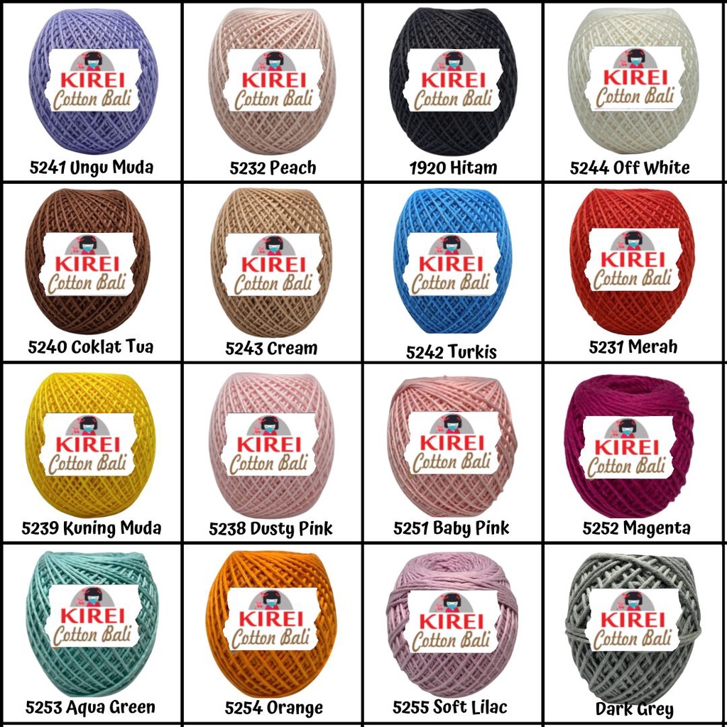 Benang Rajut Katun Bali - Kirei Soft cotton Big Ply Panjang 190 mm - Premium Milk Cotton - Polos Lembut Tebal Light 2DK Berat 100 Gram