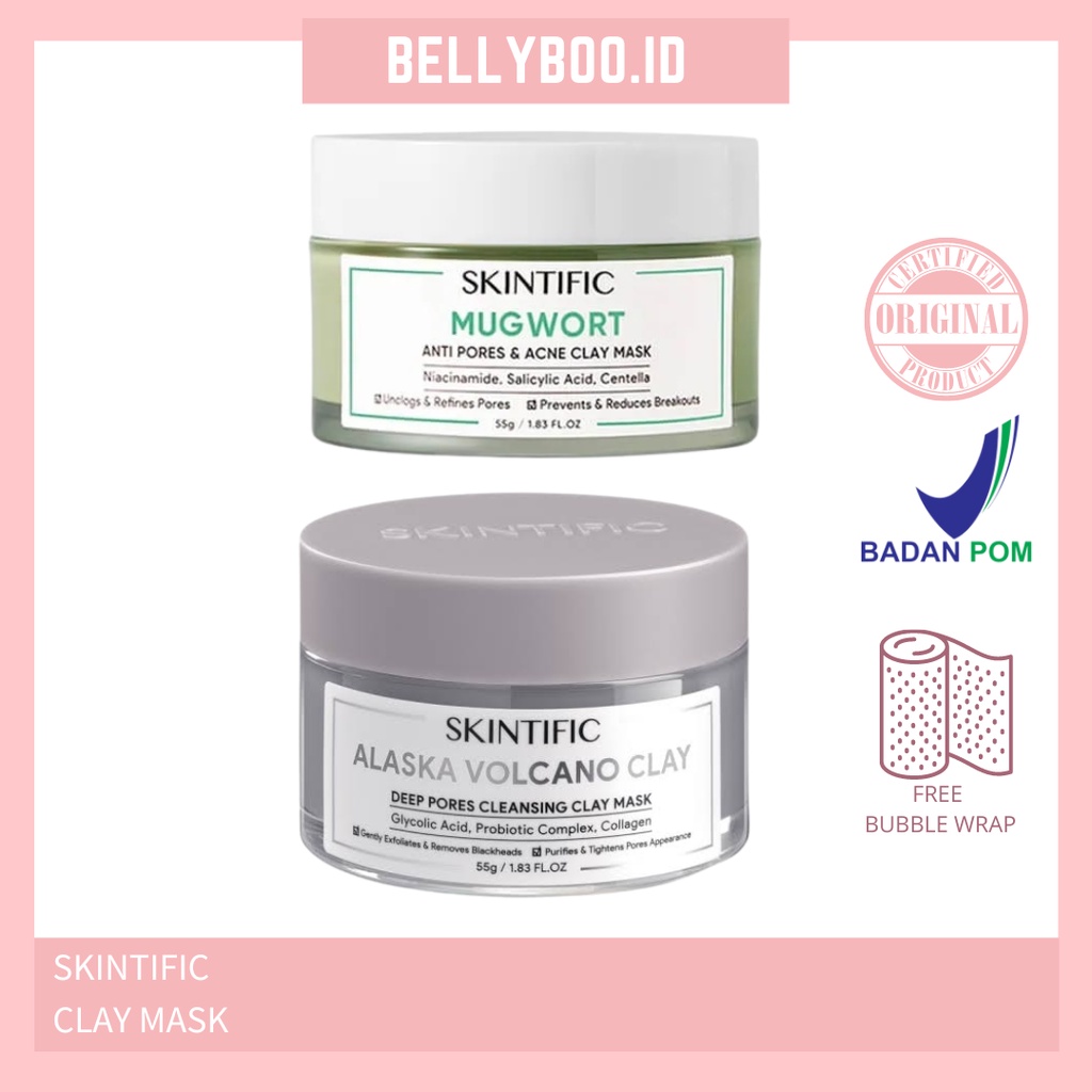 Jual SKINTIFIC - Mugwort Mask & Alaska Volcano Clay Mask | Cleansing