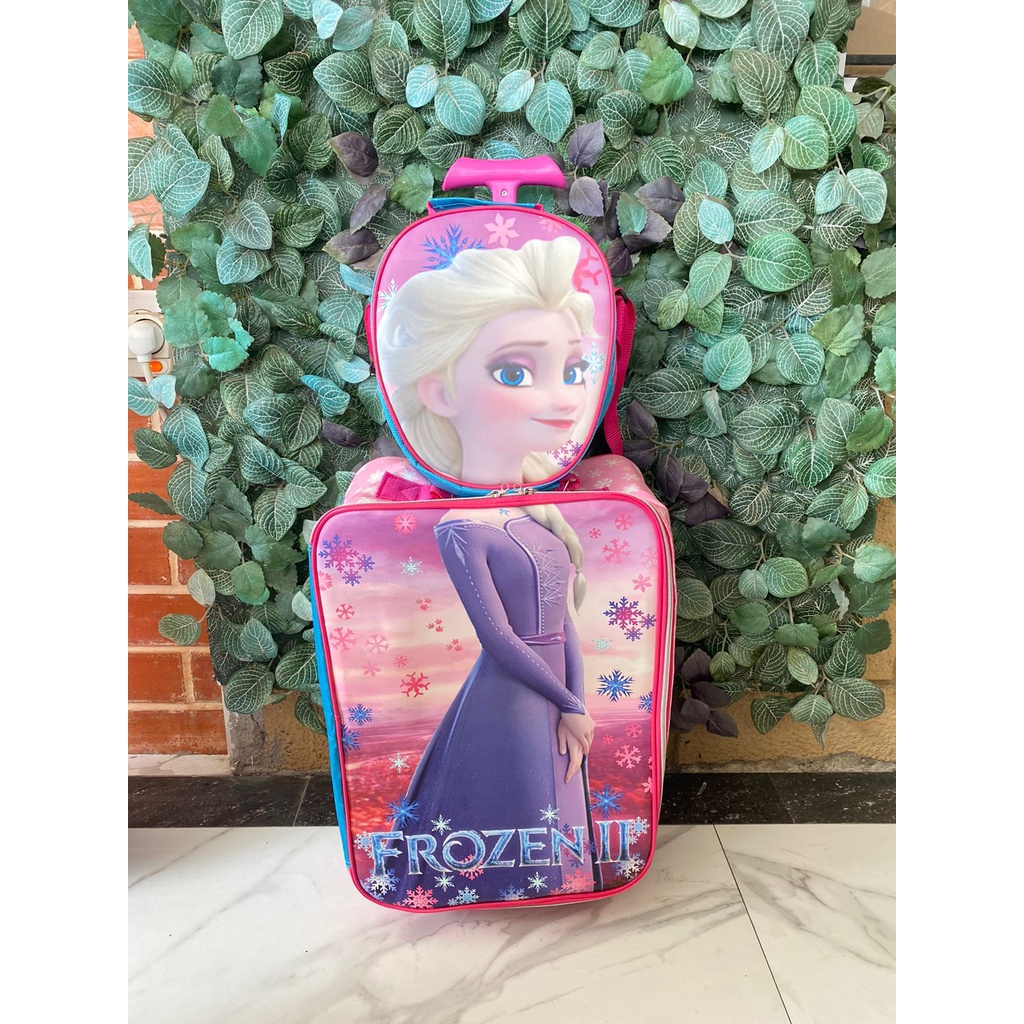 Koper Set 2in1 KOPERSET sekolah Tas Sekolah Tas Traveling bahan Import Unicorn Frozen Dino Dinosaurus Helokitty Hello kity