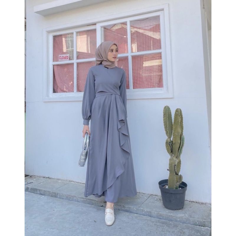 NABILLA MAXI DRESS CRINCLE AIRFLOW ,DRES PESTA KONDANGAN TERBARU, Gamis remaja kekinian