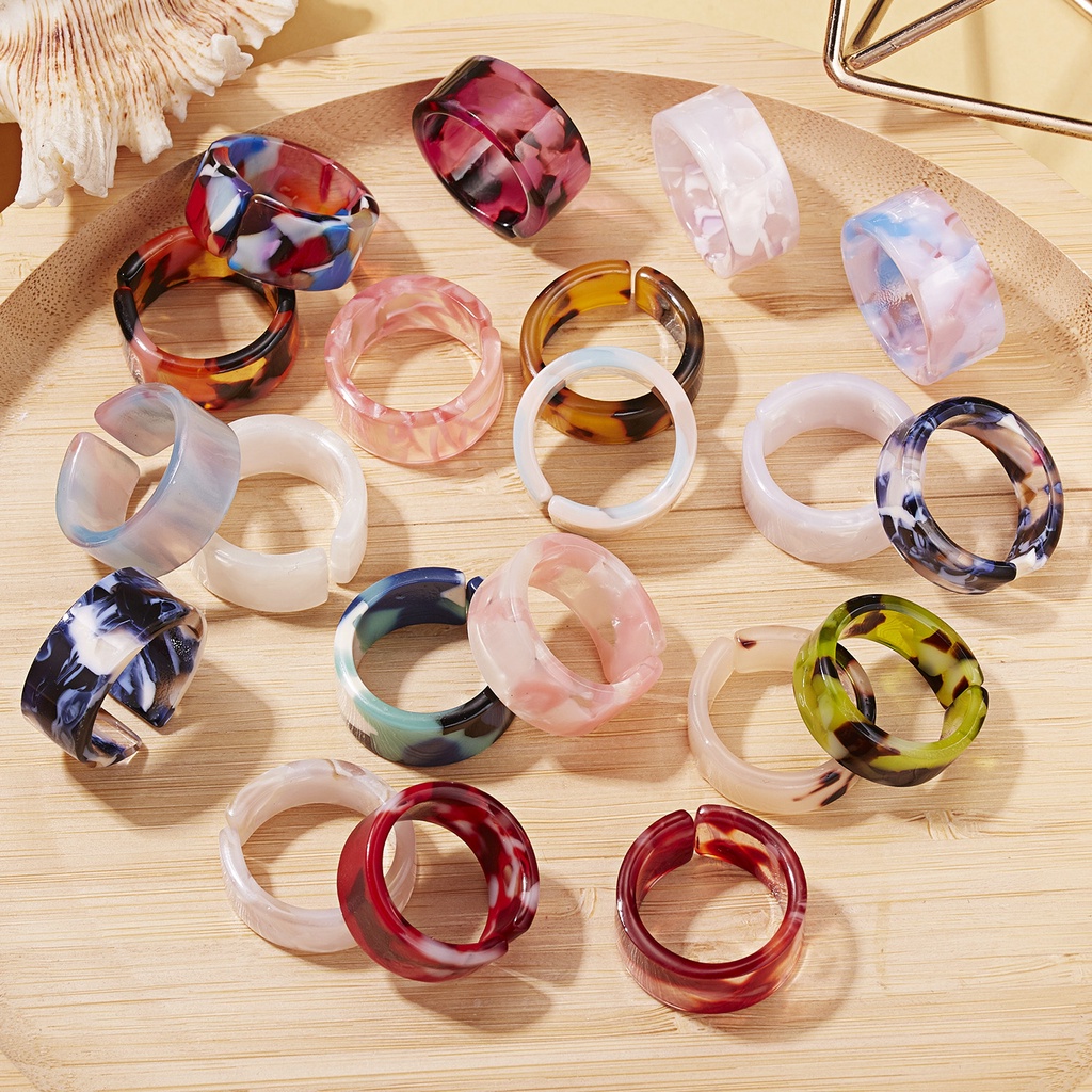 Cincin Bahan resin Warna Permen No. 8 Untuk Pria Dan Wanita