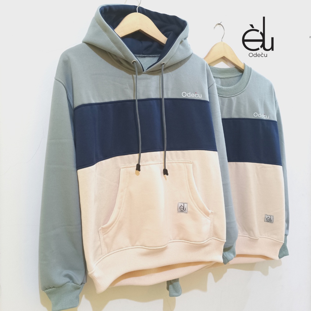 ODECU PREMIUM HOODIE VERTICAL SAGE NAVY VANILLA SWEATER OVERSIZE WANITA PRIA