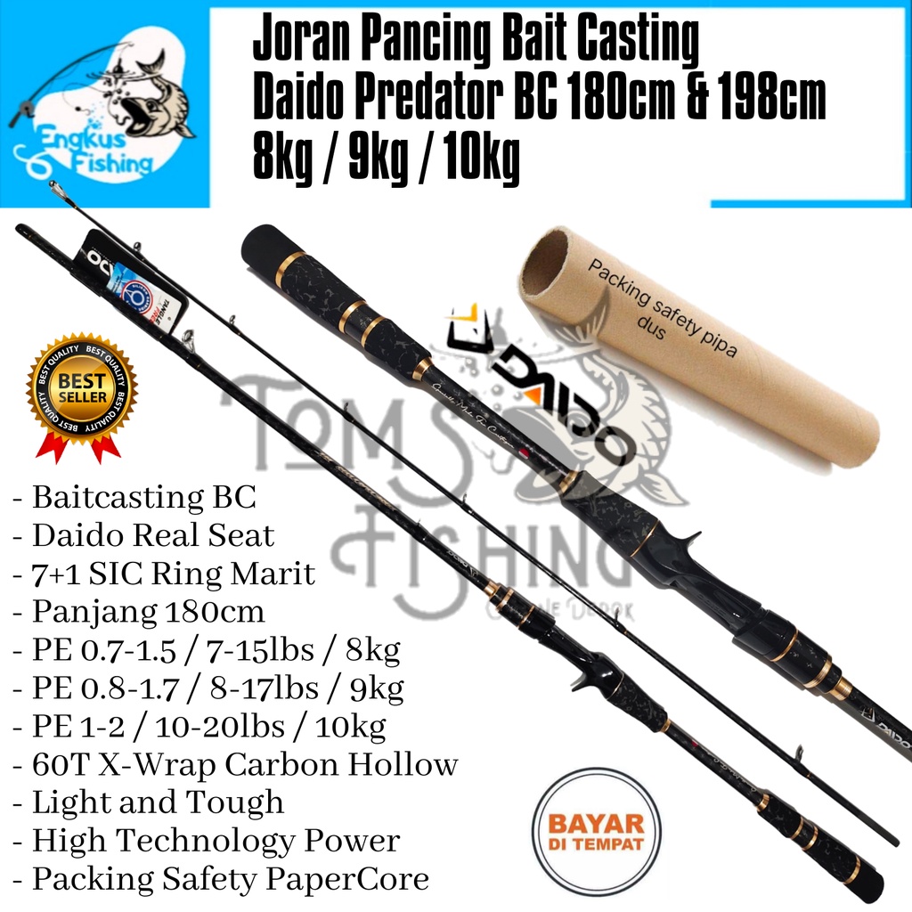 Joran Pancing Baitcasting Daido Predator BC 180cm &amp; 198cm (7-15lbs - 10-20lbs) Terbaru - Engkus Fishing