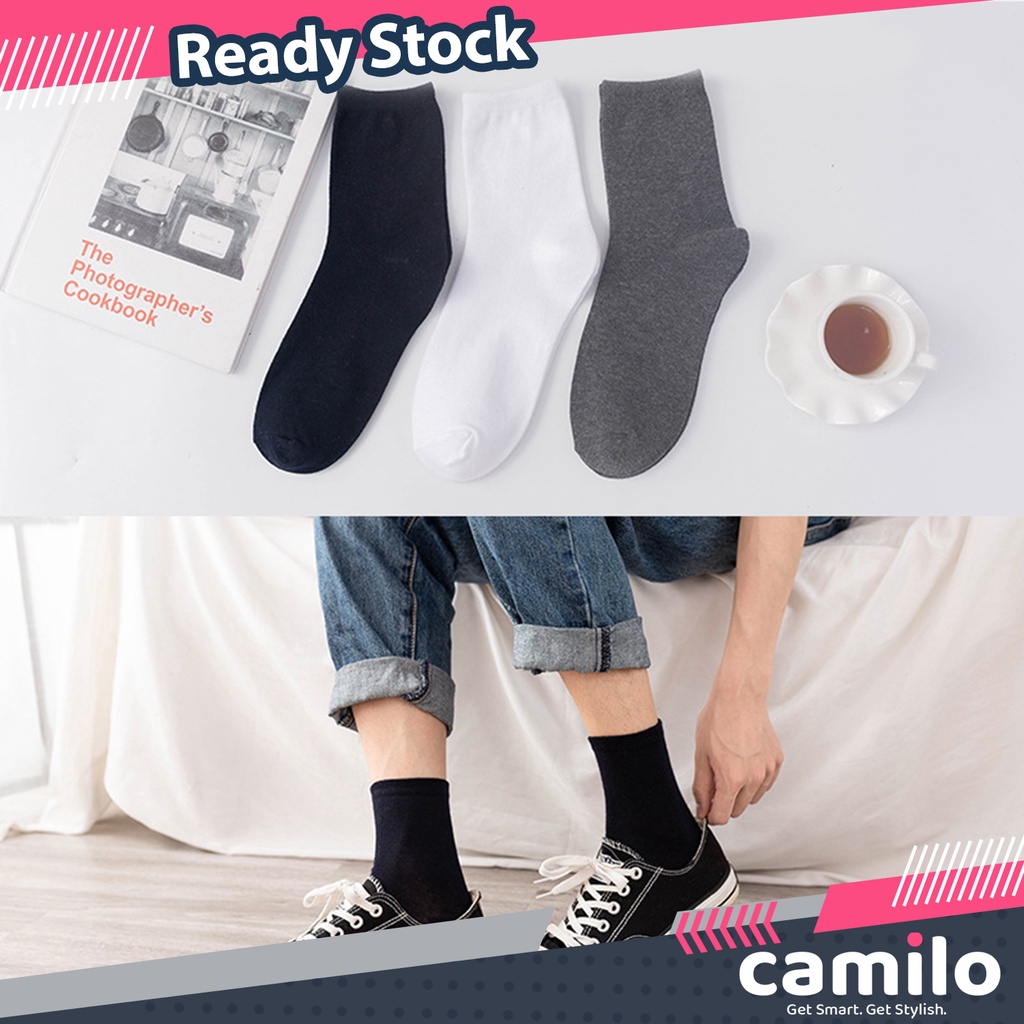 ☀CAMILO☀ KK03 Kaos Kaki Olah Raga Polos Pria Wanita Motif Extra Panjang Diatas Mata Kaki Kaoskaki Office Kantoran Fashion