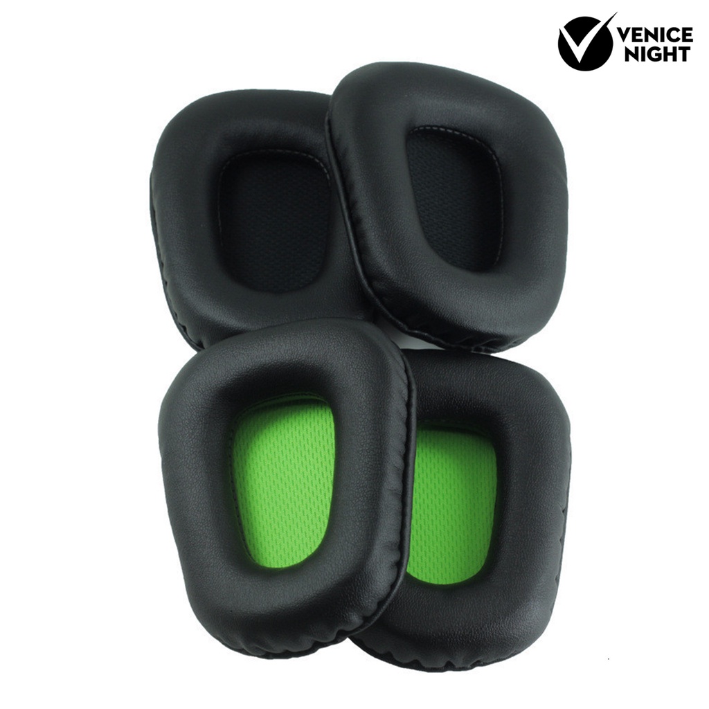 (VNEP) (Berkabel) 2Pcs Lembut Penggantian Faux Kulit Memori Busa Headphone Bantalan Telinga Earmuff Bantal untuk Razer Electra