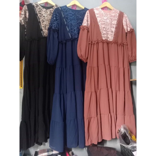 Gamis ceruty brukat/Gamis only/gamis ceruty