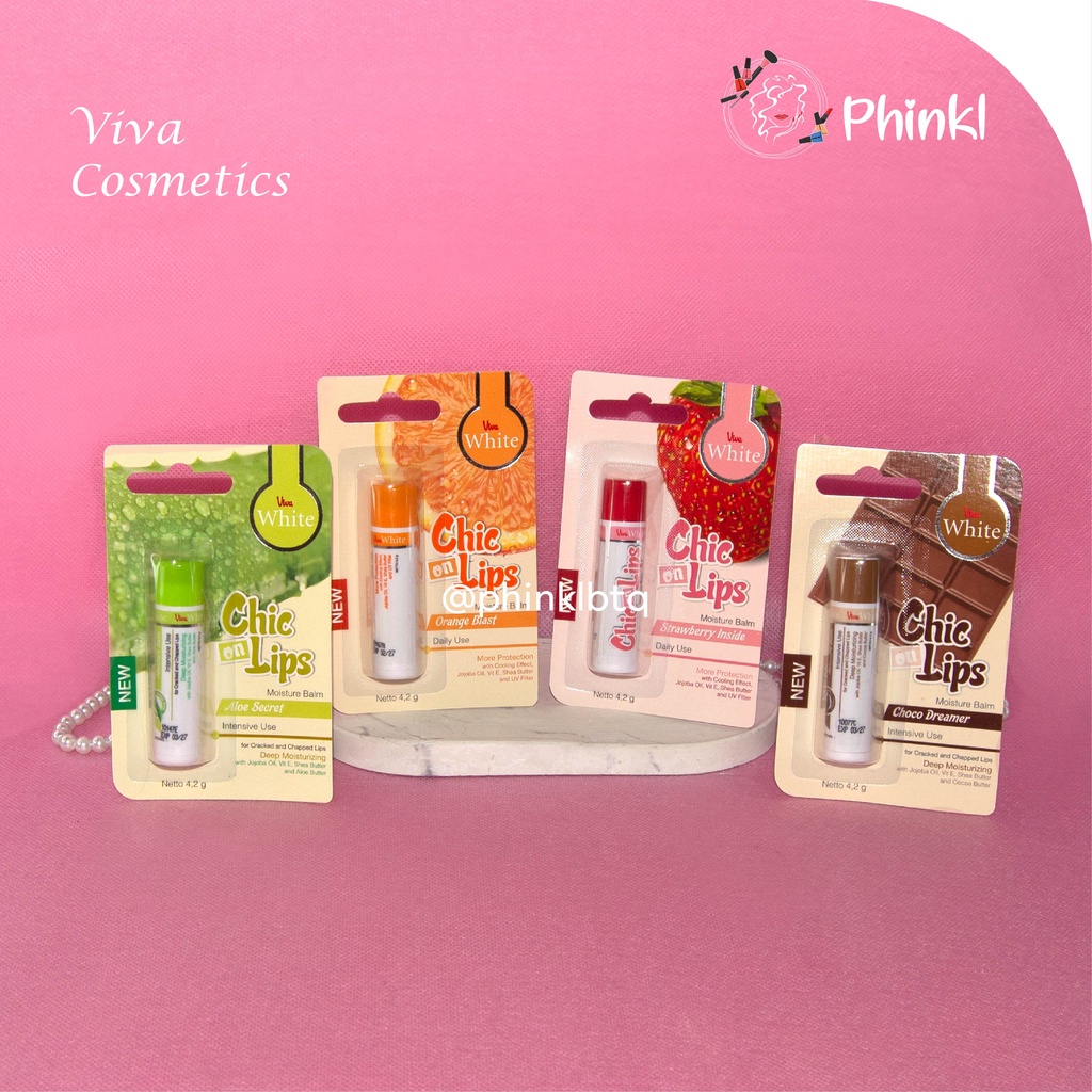 `ღ´ PHINKL `ღ´ Chic on Lips Viva lipbalm lipgloss pelembab bibir rasa buah (strawberry , coklat , aloe vera , orange )