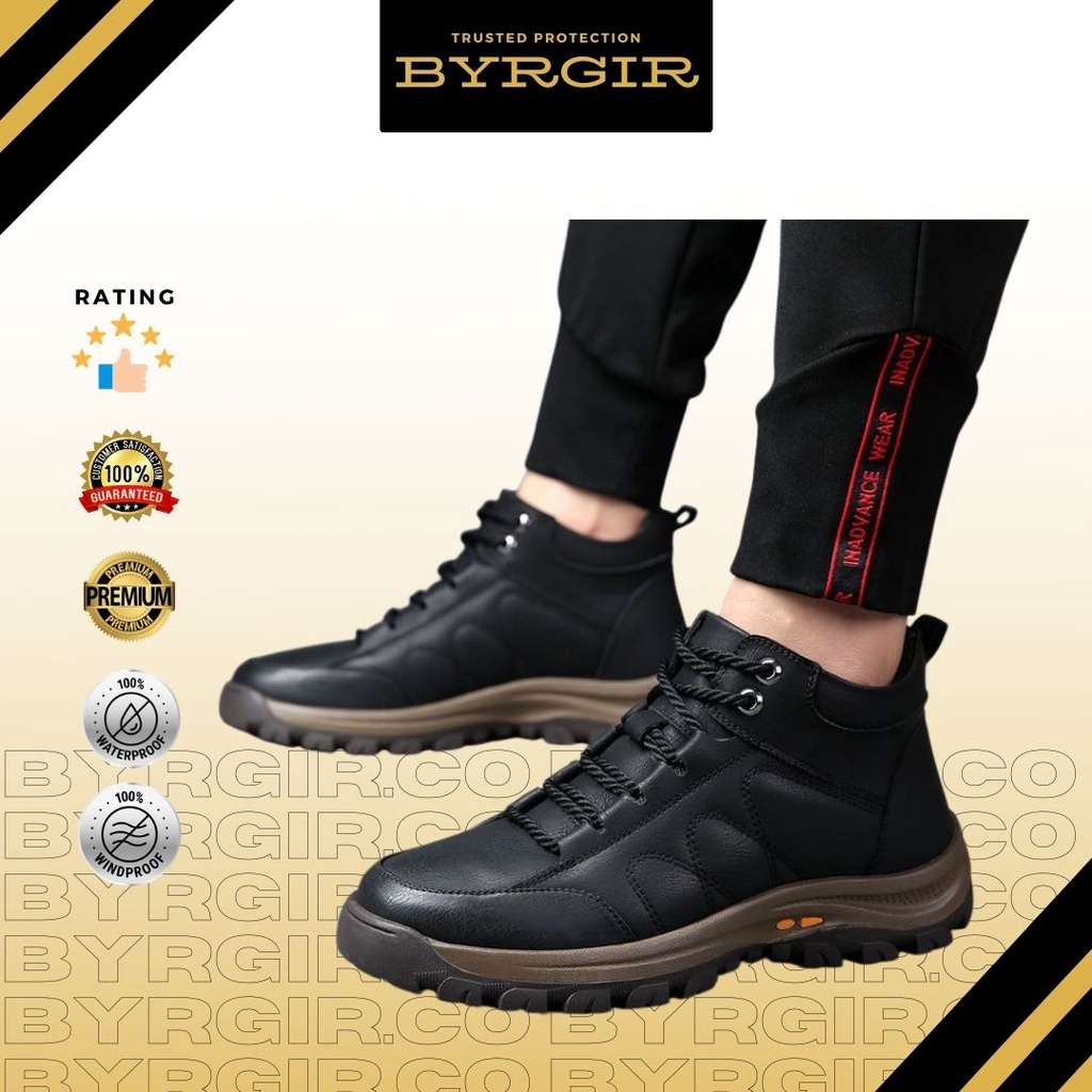 BYRGIR Sepatu Casual Pria Kulit Sport Fashion Safety Boots Kerja Keren