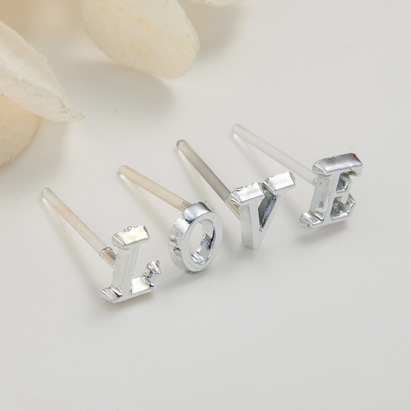 Fancyqube Anting Stud Desain 26 Huruf Alfabet A Z Untuk Perhiasan