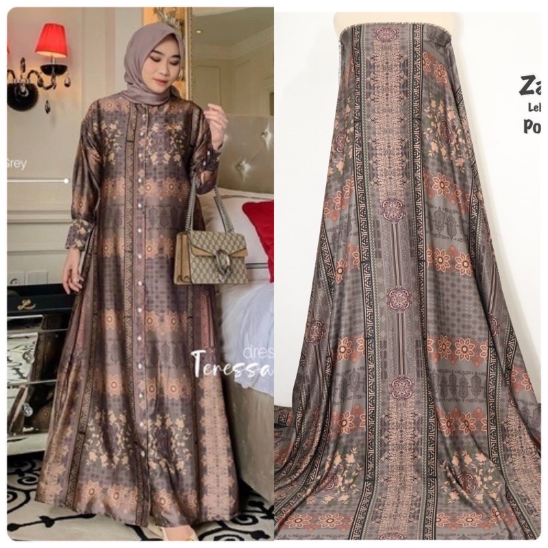 Kain Kain silk brown | kain mengkilat || dress by dyn , motif by dyn