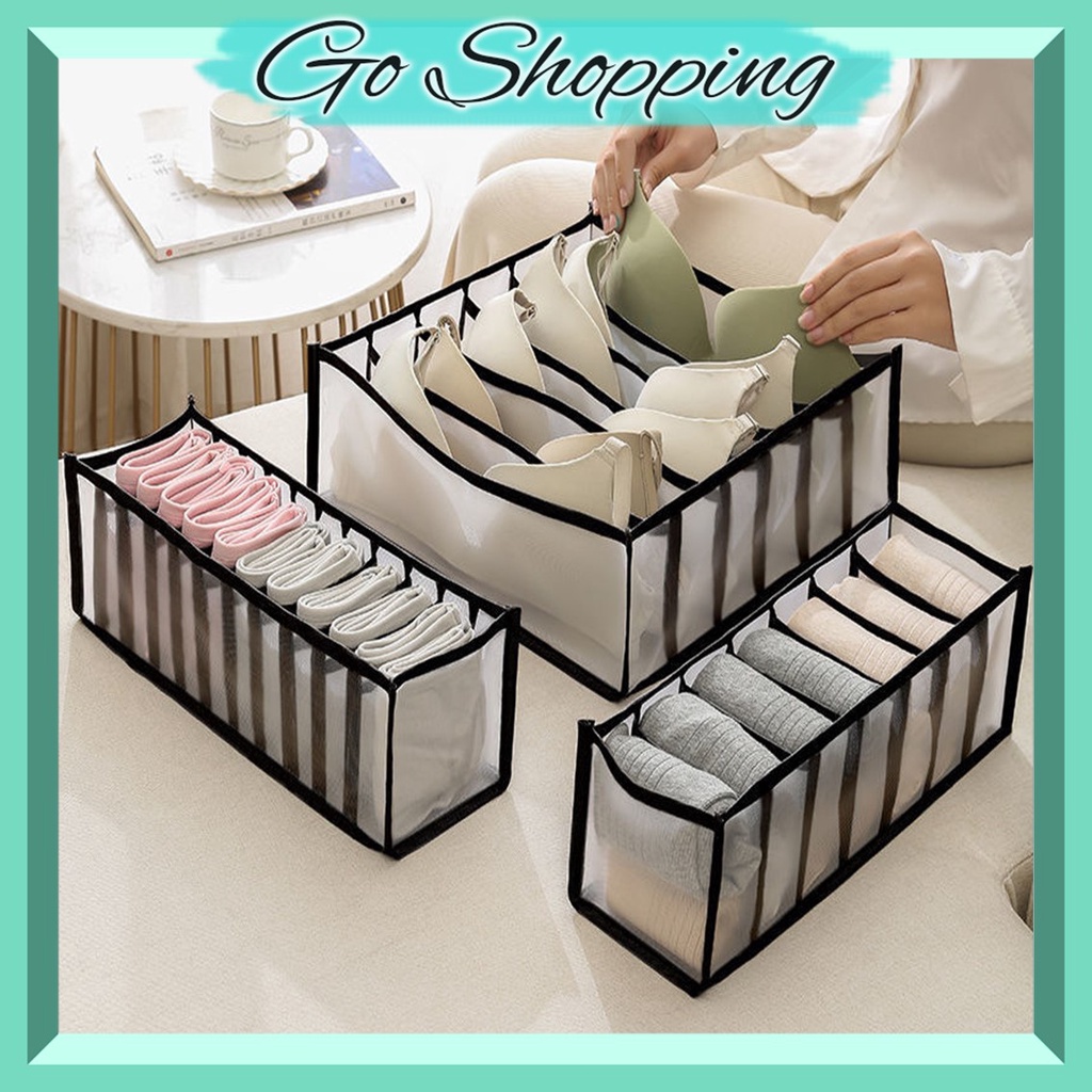 GO!OP936 Storage Box Organizer Celana Dalam Tempat Penyimpanan Kotak Bra BH Sekat Kaos Kaki Lemari Laci Waterproof Import