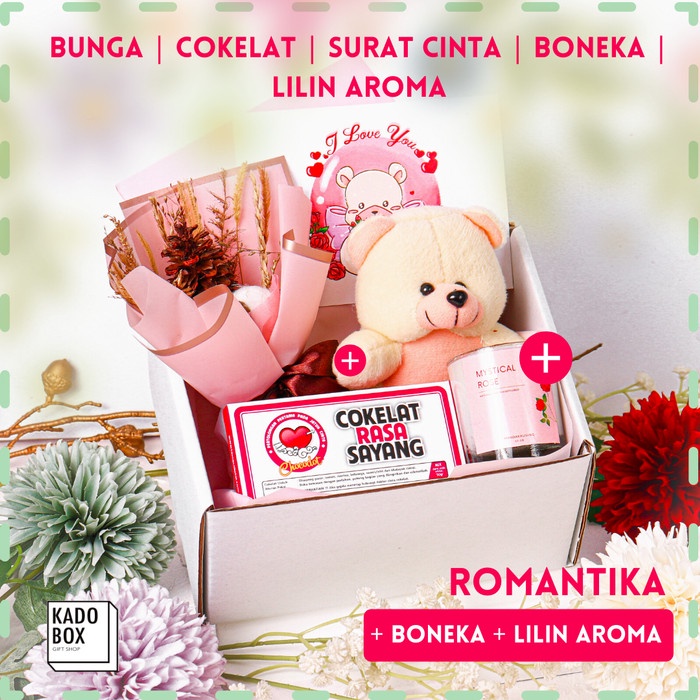 

(COD) KADOBOX ROMANTIKA - Hampers Kado Cewek Hadiah Wanita Anniversary - +Boneka & Lilin