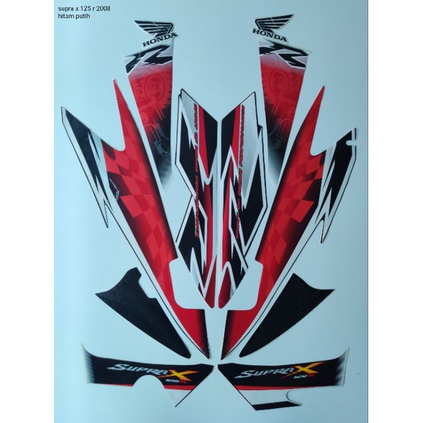 STRIPING ORI HONDA SUPRA X 125R Th 2008/Hitam Putih