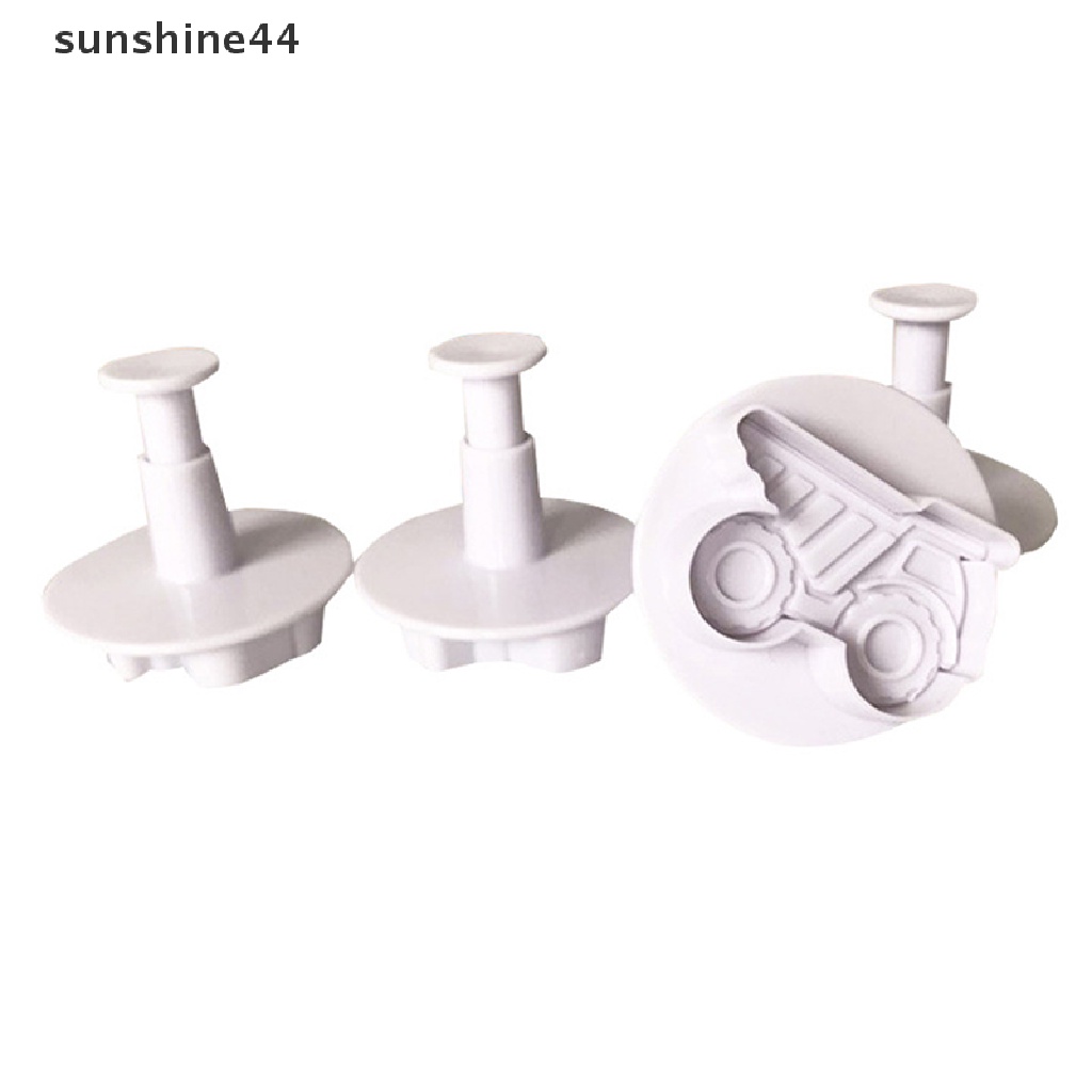 Sunshine 4Pcs Cetakan Pemotong Fondant Bentuk Mobil 3D DIY