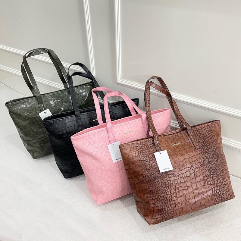 Tas Mango Tote Bag besar pink hijau green black hitam croco