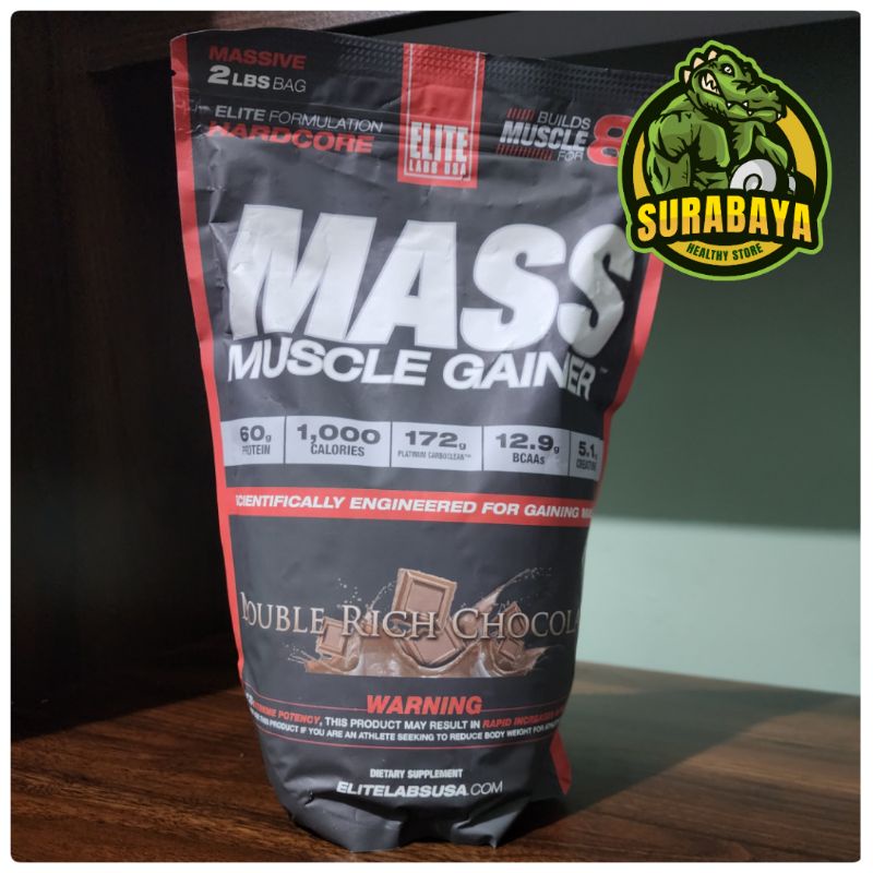 Elitelabs Mass Muscle Gainer 2 Lbs BPOM Susu Fitness Gym Penambah BB non 20 Lbs