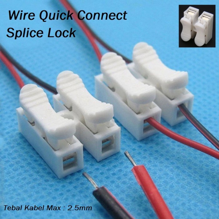 4pcs Wire Quick Connector Splice Lock Terminal Sambungan 2 Kabel Listrik