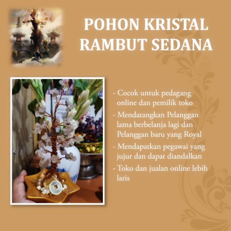 Pohon Kristal Fengshui Keberuntungan Lucky Tree Crystal Rambut Sedana