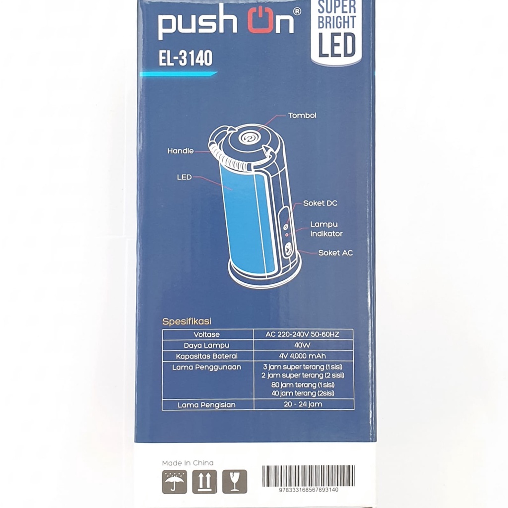 Push On EL-3140 Lampu Led Emergency Darurat 2 Sisi 40w (2x20w)