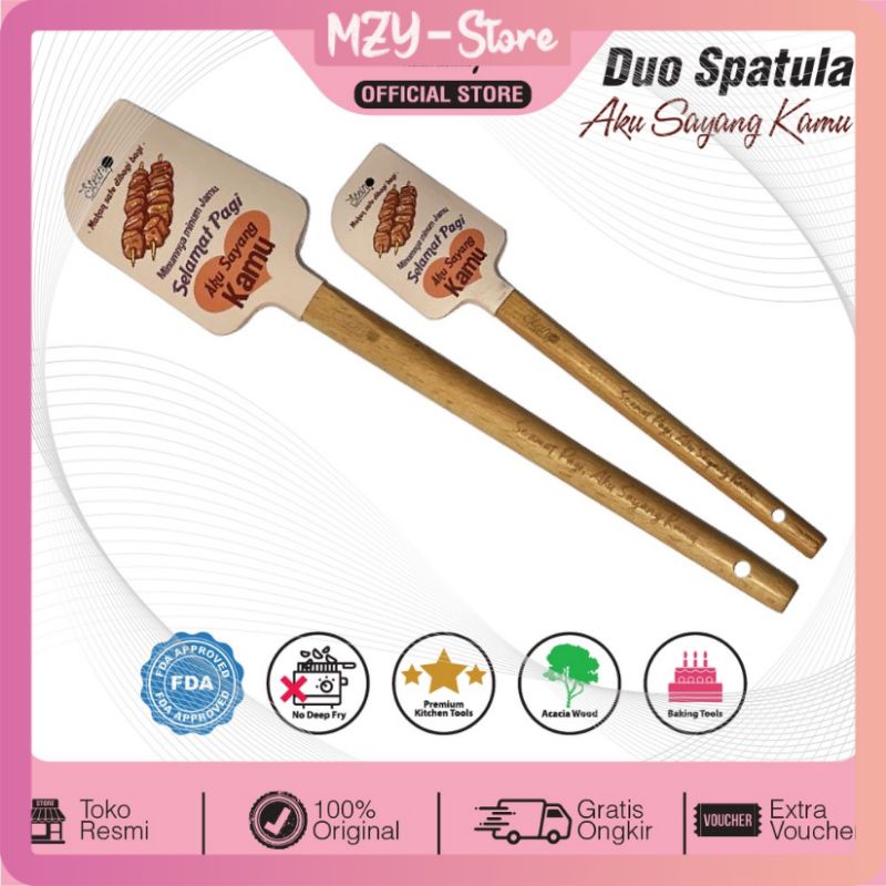 Stein Spatula Duo Spatula Donut Spatula Fryday Steincookware Spatula Duo Aku Sayang Kamu Duo Cintaku Bulat Duo Galau Duo Mengaduk Hati Duo My Everything Set Isi 2 Original