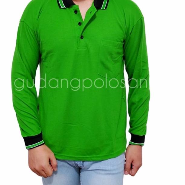 GP KAOS POLO - HIJAU FUJI KERAH HITAM - LENGAN PANJANG - HIJAU FUJI, M
