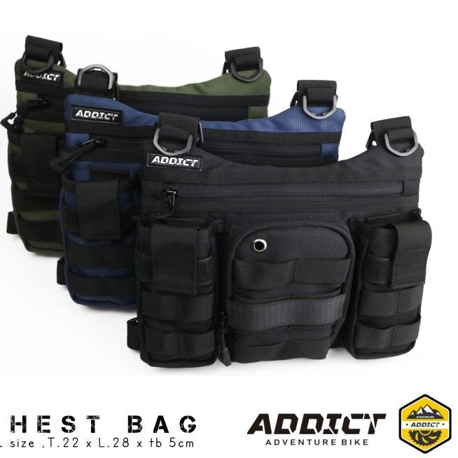 tas rompi motor protector chest rig bag pelindung dada premium ADDICT - Hitam