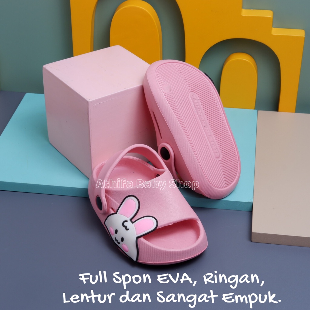 Sepatu Sandal Anak Perempuan Bayi Balita Usia 6 7 8 9 10 11 Bulan 1 2 3 Tahun Sendal Gunung Karakter Cewek Spon Prewalker Phylon Ringan -Asfer Bunny-