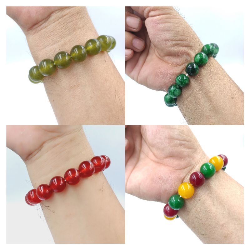 COD GELANG MANAU BATU GIOK HIJAU HITAM MERAH KUNING GREEN JADE ONIX AGATE MANAU BRACELET JUMBO GELANG BATU ASLI