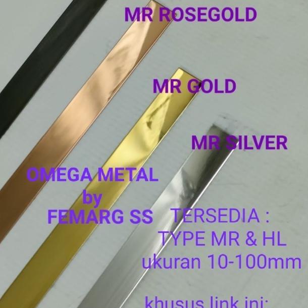 PLAT STRIP STAINLESS STEEL BLACK | GOLD | ROSEGOLD MR /HL 20mm X 305cm - MR BLACK