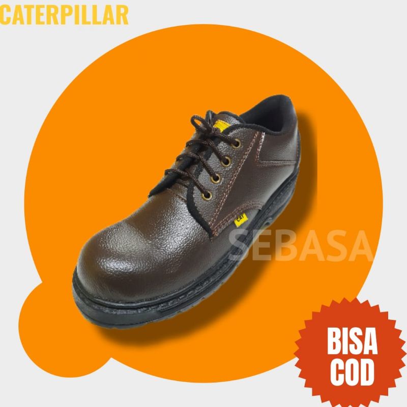 sepatu safety pendek tali warna coklat